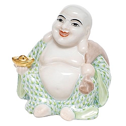 Herend   Home Decor   Figurines - Herend Small Laughing Buddha Key lime