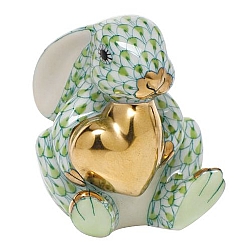 Herend   Animals   Rabbits - Herend Bunny with heart Key lime