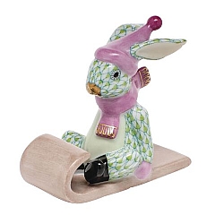 Herend   Animals   Rabbits - Herend Sledding Bunny Key lime