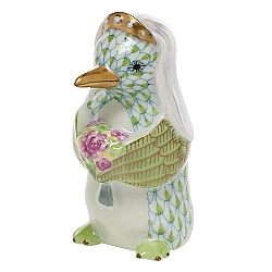 Herend   Animals   Birds - Herend Penguin Bride Key lime