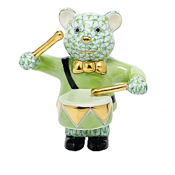 Herend   Animals   Bear - Herend Little Drummer Bear Key lime