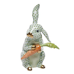 Herend   Animals   Rabbits - Herend Large Bunny with carrot Key lime