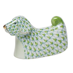 Herend   Animals   Dogs - Herend Curly Tailed Dog Key lime