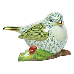 Herend   Animals   Birds - Herend Little Bird On Holly Key lime