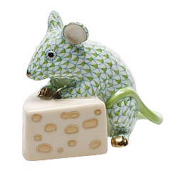 Herend   Animals   Little Animals - Herend Mouse With Cheese Key lime