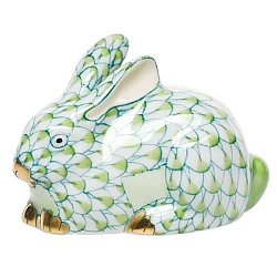 Herend   Animals   Rabbits - Herend Miniature Lying Rabbit Key lime