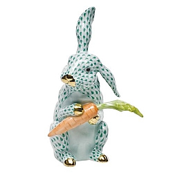 Herend   Animals   Rabbits - Herend Large Bunny with carrot Green