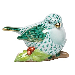 Herend   Animals   Birds - Herend Little Bird On Holly Green