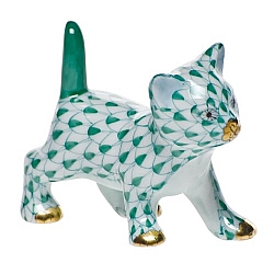 Herend   Animals   Cats - Herend Strutting Kitty Green