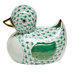 Herend   Animals   Ducks - Herend Rubber Ducky Green