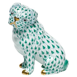 Herend   Animals   Dogs - Herend Sitting Pug Green