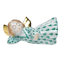 Herend   Home Decor   Figurines - Herend Sleeping Angel Green