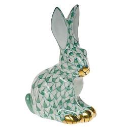 Herend   Animals   Rabbits - Herend Miniature Sitting Rabbit Green