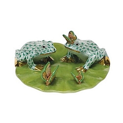 Herend   Animals   Frog - Herend Frogs On Lily Pad Green