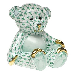 Herend   Animals   Bear - Herend Small Teddy Bear Green