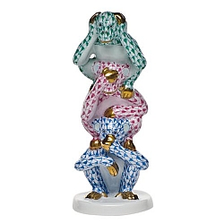 Herend   Animals   Wildlife - Herend Three Wise Monkeys Multicolor