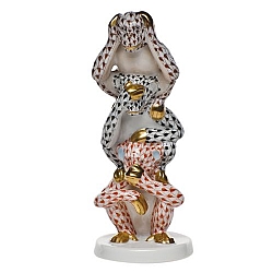 Herend   Animals   Wildlife - Herend Three Wise Monkeys Multicolor