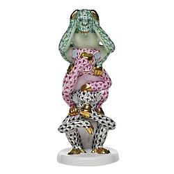 Herend   Animals   Wildlife - Herend Three Wise Monkeys Multicolor