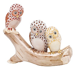 Herend   Animals   Birds - Herend Owls On Branch Multicolor