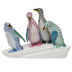 Herend   Animals   Birds - Herend Penguins On Ice Multicolor