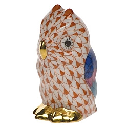 Herend   Animals   Birds - Herend Owl Miniature Rust