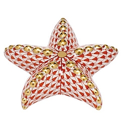 Herend   Animals   Aquatic - Herend Puffy Starfish Rust