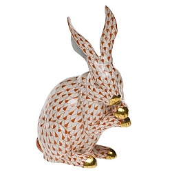 Herend   Animals   Rabbits - Herend Medium Bunny with paws Up Rust