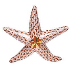 Herend   Animals   Aquatic - Herend Miniature Starfish Rust