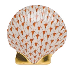 Herend   Animals   Aquatic - Herend Miniature Scallop Rust