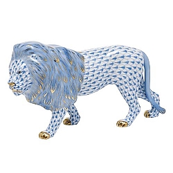 Herend   Animals   Wildlife - Herend Standing Lion Blue