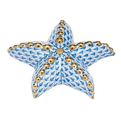 Herend   Animals   Aquatic - Herend Puffy Starfish Blue