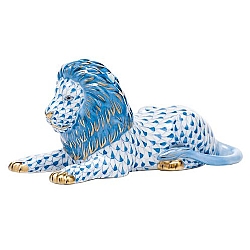 Herend   Animals   Wildlife - Herend Lion Blue