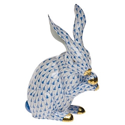 Herend   Animals   Rabbits - Herend Medium Bunny with paws Up Blue