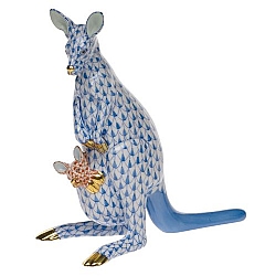 Herend   Animals   Wildlife - Herend Kangaroo & Baby Blue