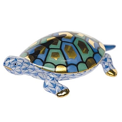 Herend   Animals   Aquatic - Herend Baby Turtle Blue