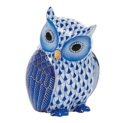 Herend   Animals   Birds - Herend Mother Owl Sapphire