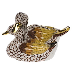 Herend   Animals   Ducks - Herend Pair Of Ducks Chocolate