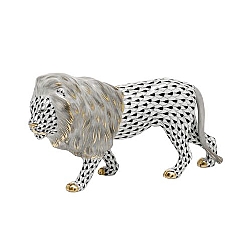 Herend   Animals   Wildlife - Herend Standing Lion Black