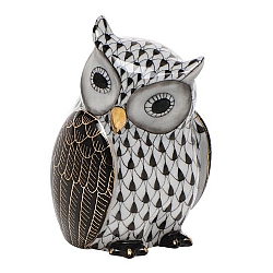 Herend   Animals   Birds - Herend Mother Owl Black