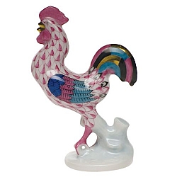 Herend   Animals   Farm - Herend Small Rooster Raspberry