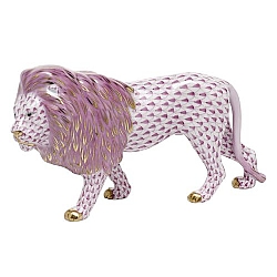 Herend   Animals   Wildlife - Herend Standing Lion Raspberry