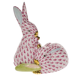 Herend   Animals   Rabbits - Herend Pair Of Rabbits with corn Raspberry