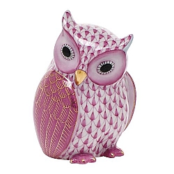 Herend   Animals   Birds - Herend Mother Owl Raspberry