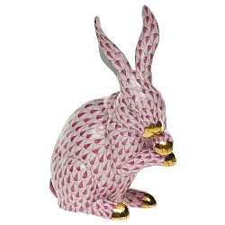 Herend   Animals   Rabbits - Herend Medium Bunny with paws Up Raspberry