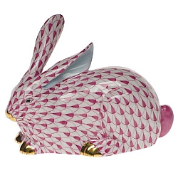 Herend   Animals   Rabbits - Herend Lying Rabbit Raspberry