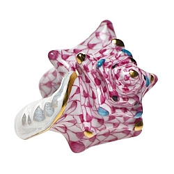 Herend   Animals   Aquatic - Herend Small Conch Shell Raspberry