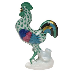 Herend   Animals   Farm - Herend Small Rooster Green