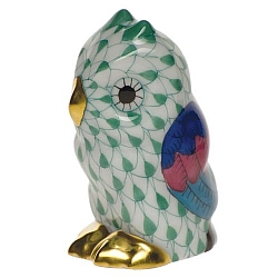 Herend   Animals   Birds - Herend Owl Miniature Green