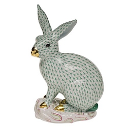 Herend   Animals   Rabbits - Herend Large Rabbit Green