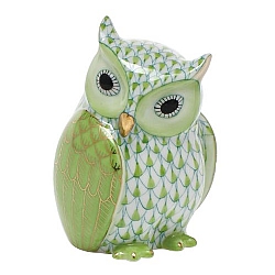 Herend   Animals   Birds - Herend Mother Owl Key lime